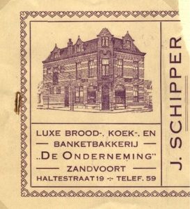 Historisch briefhoofd van bakkerij De Onderneming, Haltestraat Zandvoort